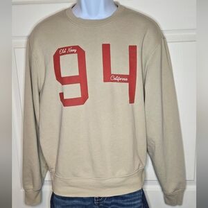 Old Navy Men's Khaki Sweatshirt with Red Graphic